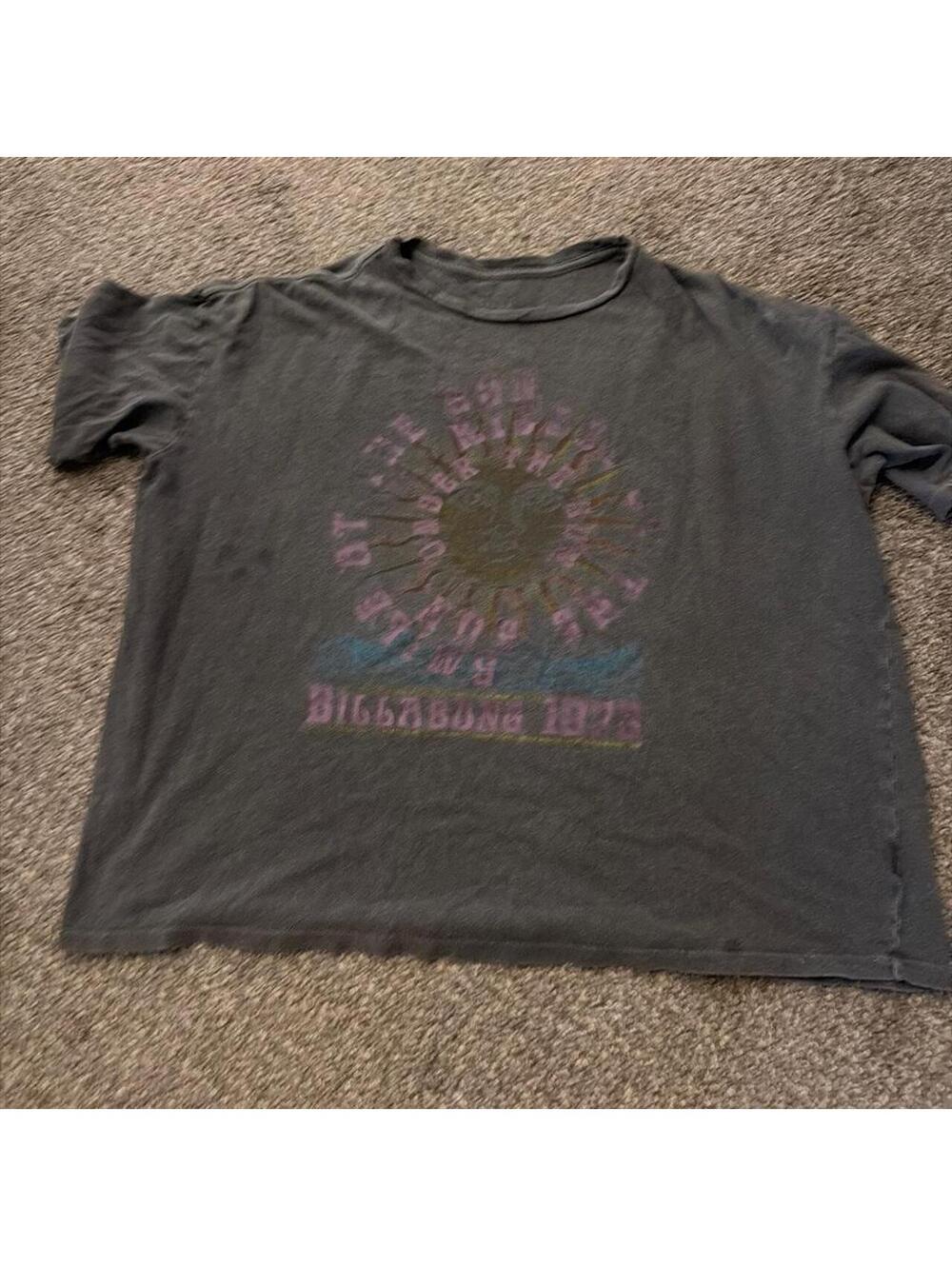 Billabong Men's Grey and Blue Tshirt